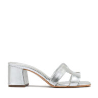 Zuecos de cuero plateado