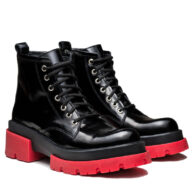 Borcegos de charol negro con goma roja mujer RALLYS