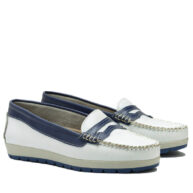 Mocasines cuero blanco y azul RALLYS