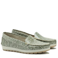 Mocasin de cuero grabado color verde RALLYS