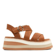 Sandalias de cuero marrón con plataforma