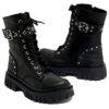 Borcego de cuero negro con tachas para mujer