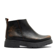 Bota corta negra cuero patinado