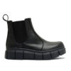 Bota corta de cuero negro con elástico