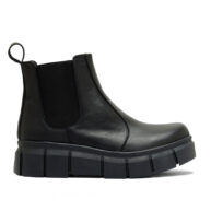 Bota corta de cuero negro con elástico