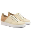 Zapatillas de cuero beige y gamuza para mujer