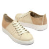 Zapatillas de cuero beige y gamuza para mujer