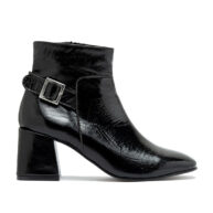 Botineta charol negro con hebilla para mujer