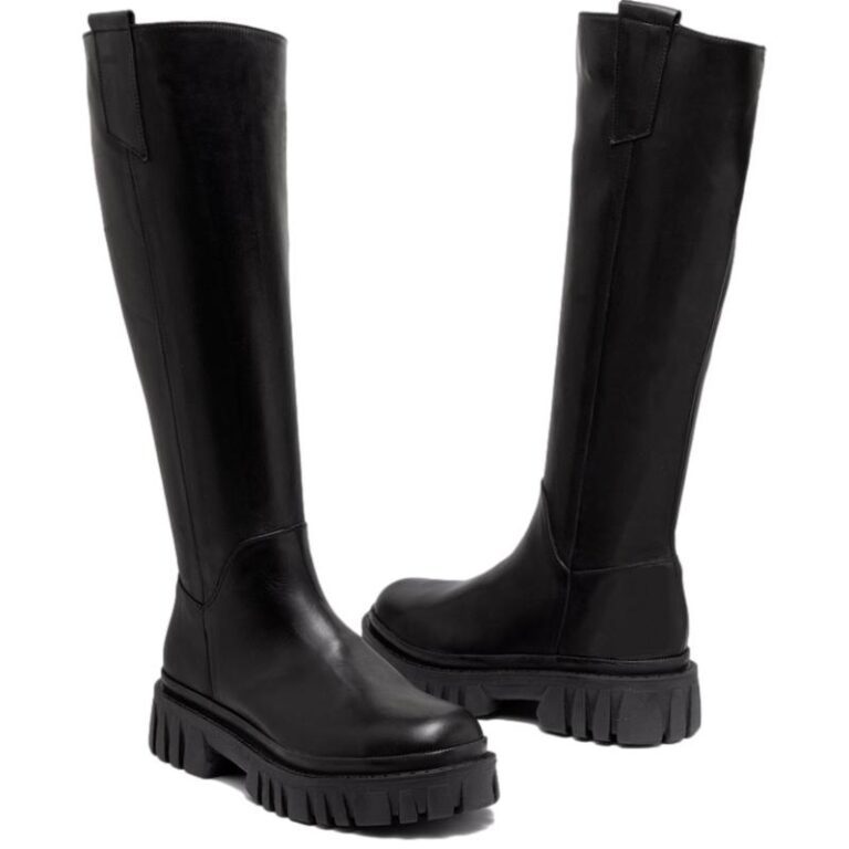 Bota de caña alta en cuero negro RALLYS Bota de caña alta en cuero negro RALLYS