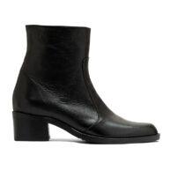 Botineta en cuero graneado negro para mujer