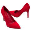 Stilettos en gamuza roja con taco alto