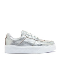 Zapatillas de cuero plateadas para mujer