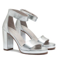 Sandalias en cuero plata para mujer