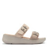 Zuecos beige-camel con hebillas para mujer