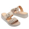 Zuecos beige-camel con hebillas para mujer