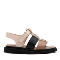 Sandalias franciscana en cuero beige para mujer
