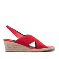 Sandalias rojas en cuero y elástico para mujer