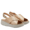 Sandalias en cuero cobre base de goma para mujer