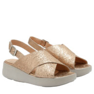 Sandalias en cuero cobre base de goma para mujer