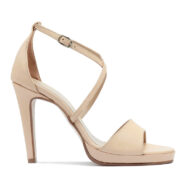 Sandalias en cuero nude con plataforma para mujer