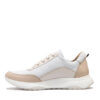 Zapatillas en cuero nude y blanco para mujer