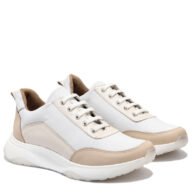 Zapatillas en cuero nude y blanco para mujer