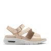 Sandalias cuero beige nacarado para mujer