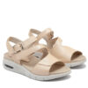 Sandalias cuero beige nacarado para mujer