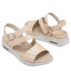 Sandalias cuero beige nacarado para mujer