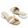 Zuecos en cuero beige blanco para mujer