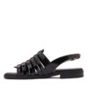 Sandalias bajas en charol negro para mujer