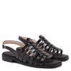 Sandalias bajas en charol negro para mujer