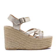 Sandalias plateadas con plataforma de yute para mujer