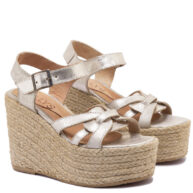 Sandalias plateadas con plataforma de yute para mujer