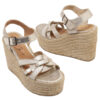 Sandalias plateadas con plataforma de yute para mujer