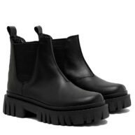 Botineta cuero negro con elástico para mujer