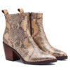 Bota corta animal print beige y oro