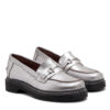 Mocasines de cuero plateado con estribo