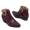 Botineta de cuero bordo con herraje oro