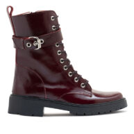 Borcego bordo de cuero y charol con cierrre