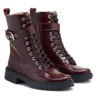 Borcego bordo de cuero y charol con cierrre