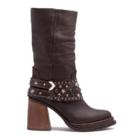 Bota de cuero marrón con faja de tachas RALLYS 26593