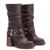 Bota de cuero marrón con faja de tachas RALLYS 26593