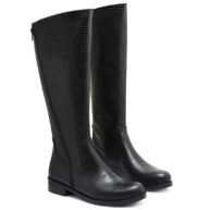 Botas tipo montar de cuero negro grabado con cierre RALLYS
