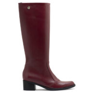 Bota larga en cuero color borravino RALLYS