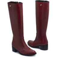 Bota larga en cuero color borravino RALLYS