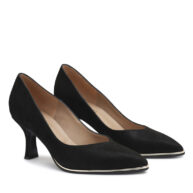 Stilettos negros de gamuza micro punto taco bajo RALLYS