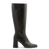 Bota larga de cuero verde imitación largarto