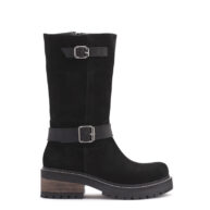 Bota de descarne gamuzado negra con doble hebilla RALLYS -26626