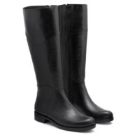 Botas tipo montar negras con cuero grabado